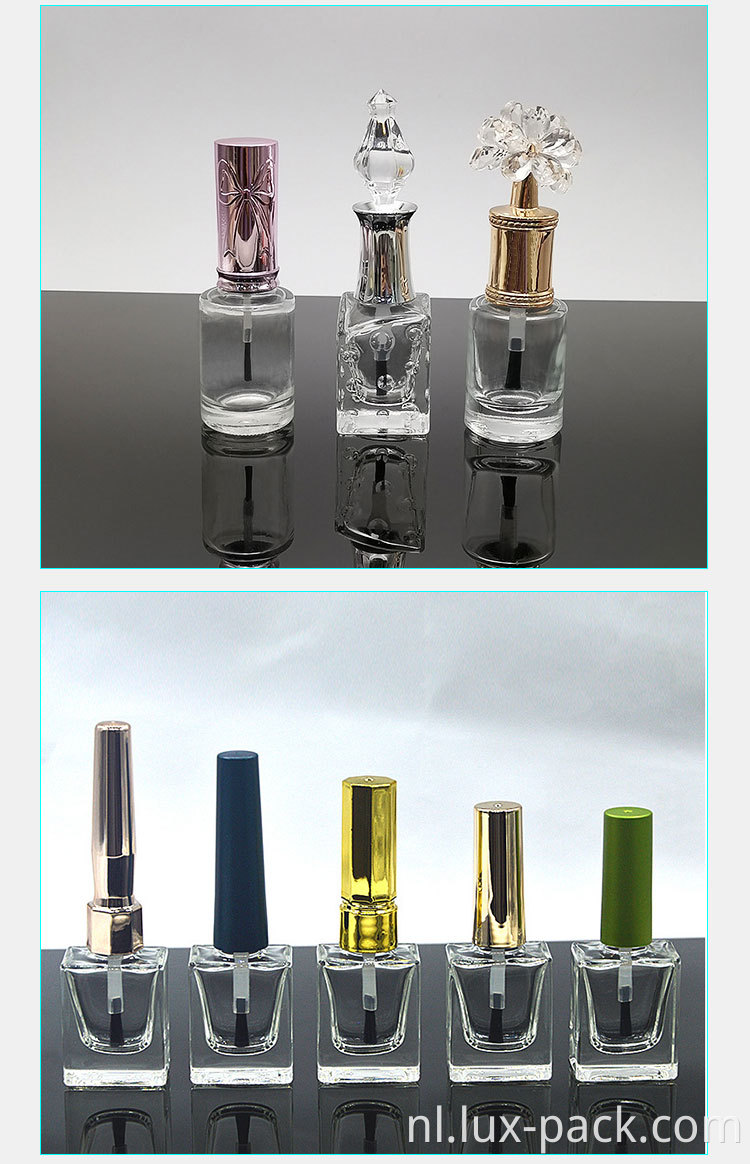 3/5/7/10/10/12/15 ml fabrikant aangepaste lege glas UV nagellakfles met borstel